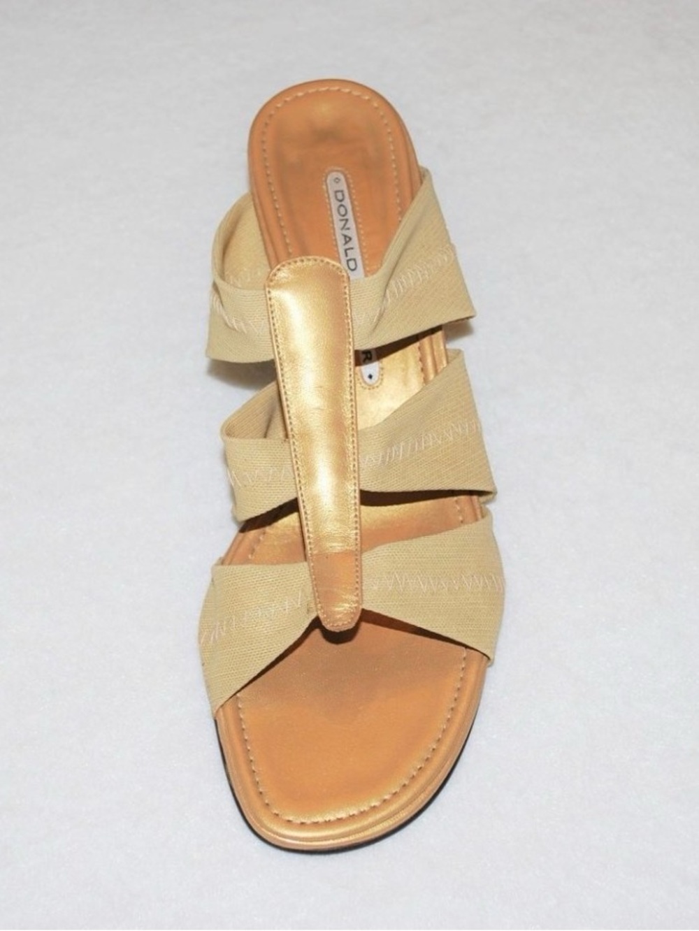 Donald J Pliner Vintage Y2K Gold Stretch Sandals Heels 8